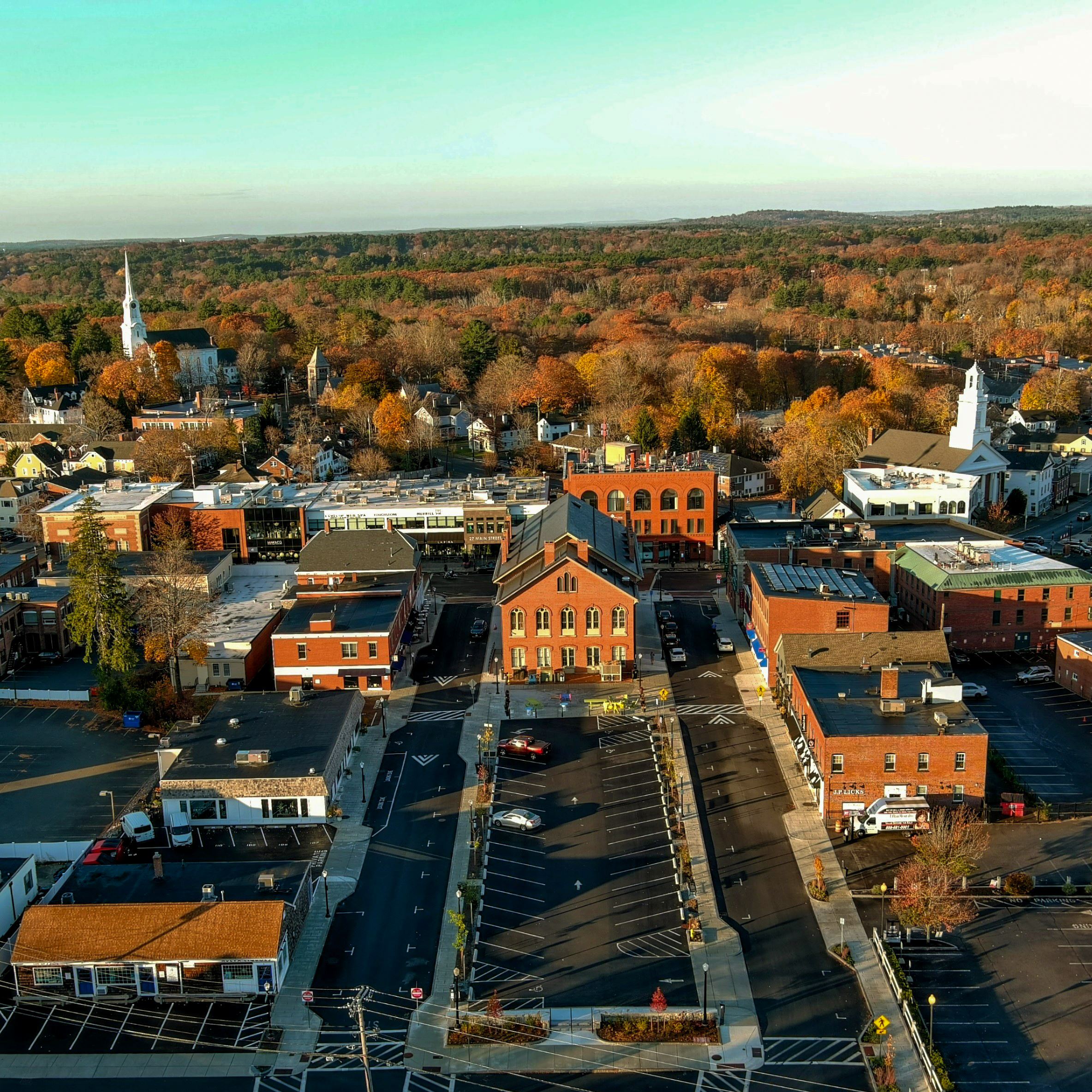 An aerial photo of Downtown Andover 