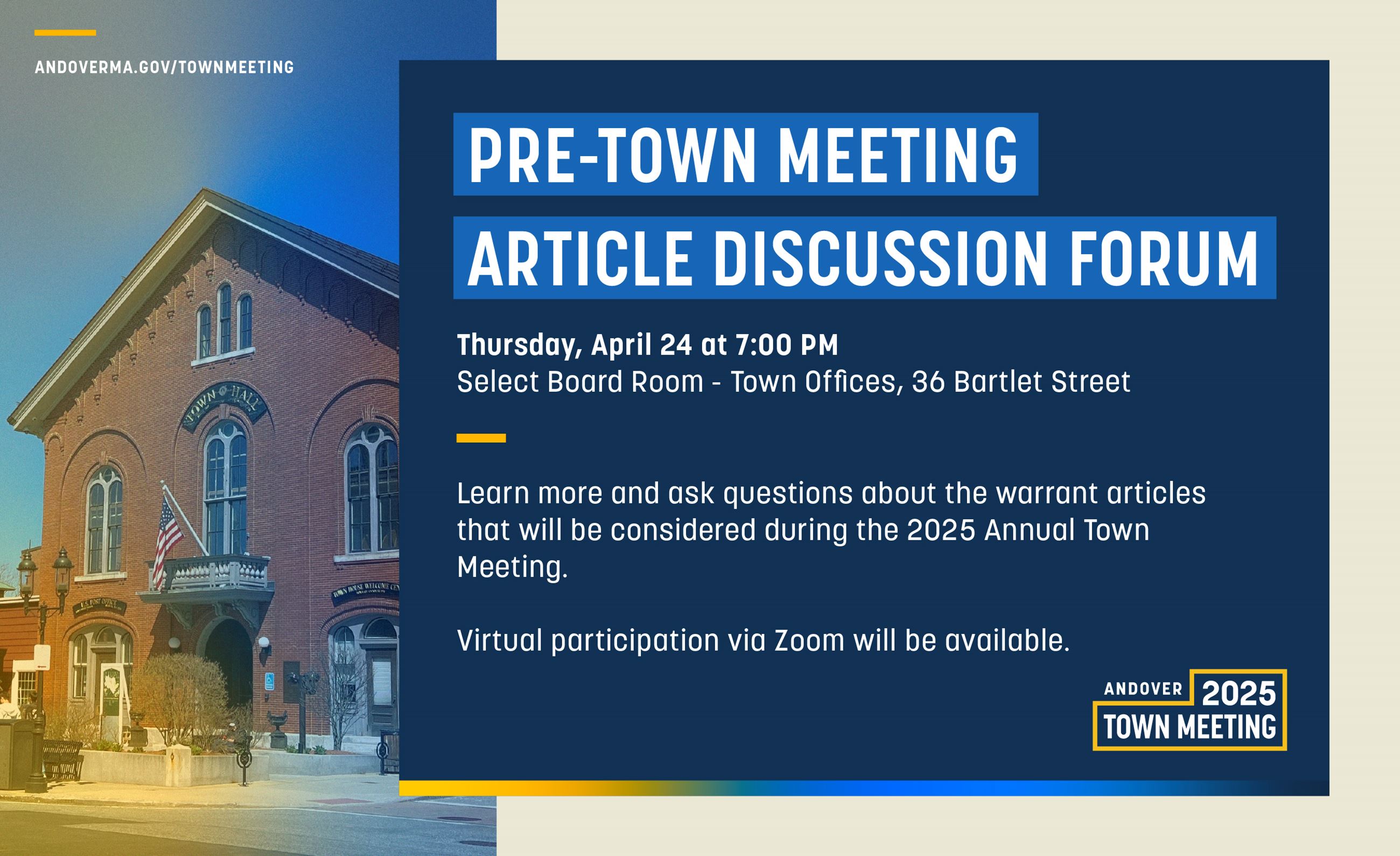 Pre-Town Meeting Forum 2025 - Event Details listed