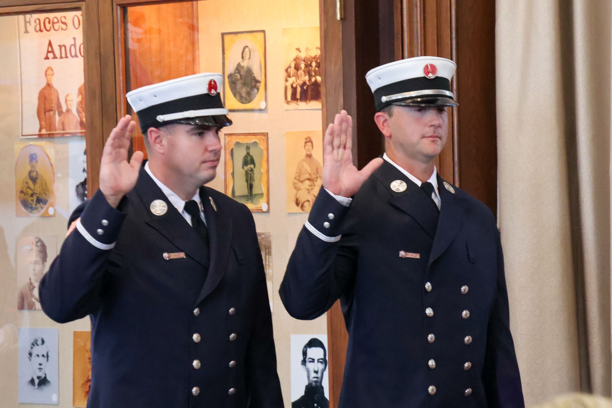 Members of the Andover Fire Rescue Department take Oath of Office at Ceremony at Memorial Hall
